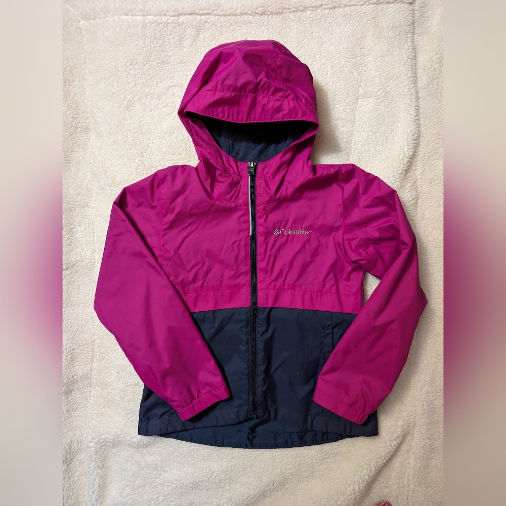 Columbia Girls RainZilla Fleece-Lined Rain Jacket - Like New - Size Small 7/8